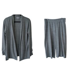 T By Talbots Lounge Cardigan Cozy Comfy Pajama Set Gray Size Medium
